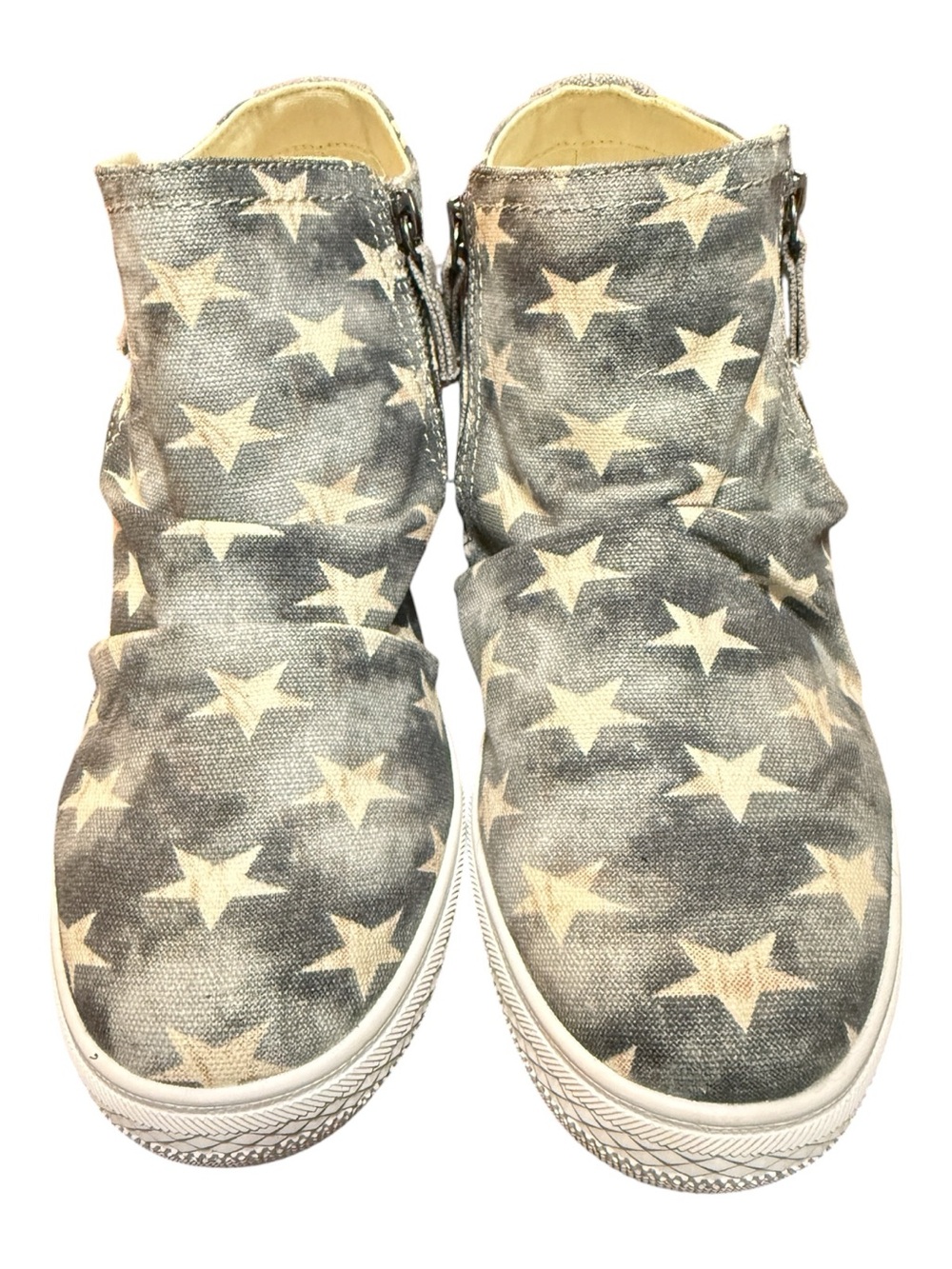 Not Rated Star Print Sneaker Wedge Size 10 Blue Cream NWOB